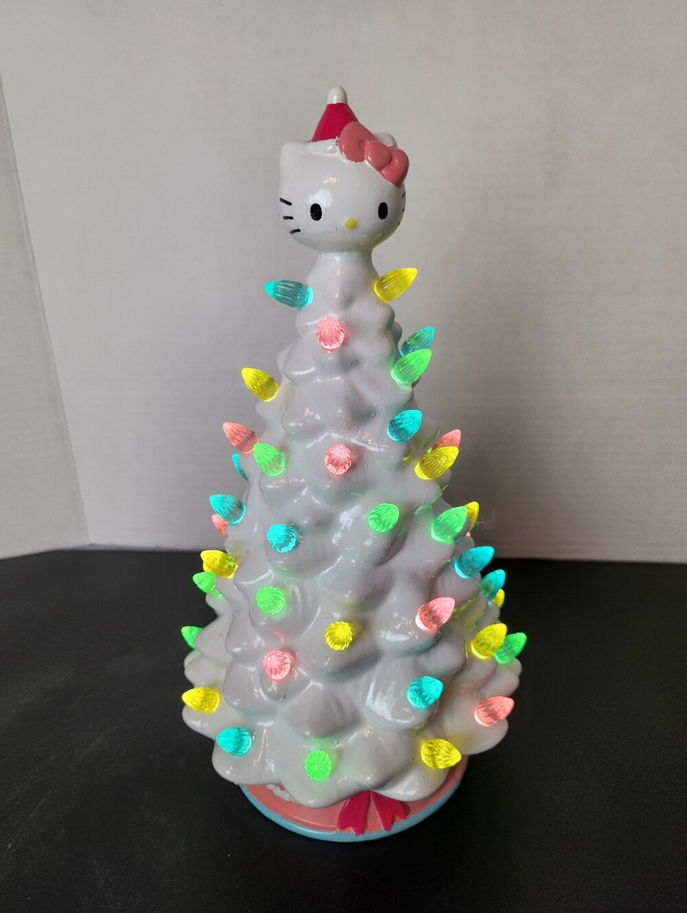 Hello Kitty 12" White Ceramic Christmas Tree with Multicolor Lights